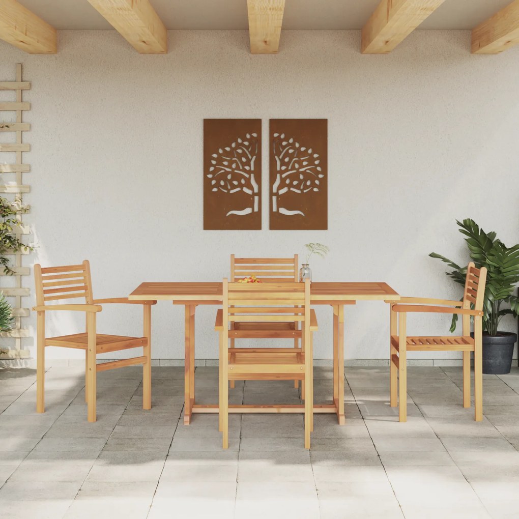 vidaXL Σέτ φαγητού για κήπο 5 pcs Καστανό Μασίφ ξύλο teak