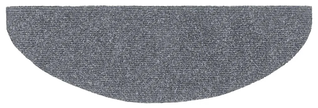 vidaXL Πατάκια Σκαλιών Αυτοκόλλητα 15 τεμ. Ανοιχτό Γκρι Ημίστρογγυλά Μεγάλα 65x21x4 εκ.