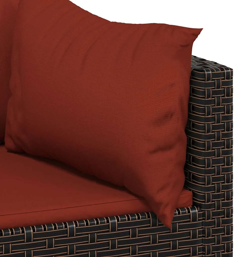 vidaXL Καναπέδες Κήπου Γωνιακοί με Μαξιλάρια 2 τεμ. Καφέ Συνθ. Ρατάν