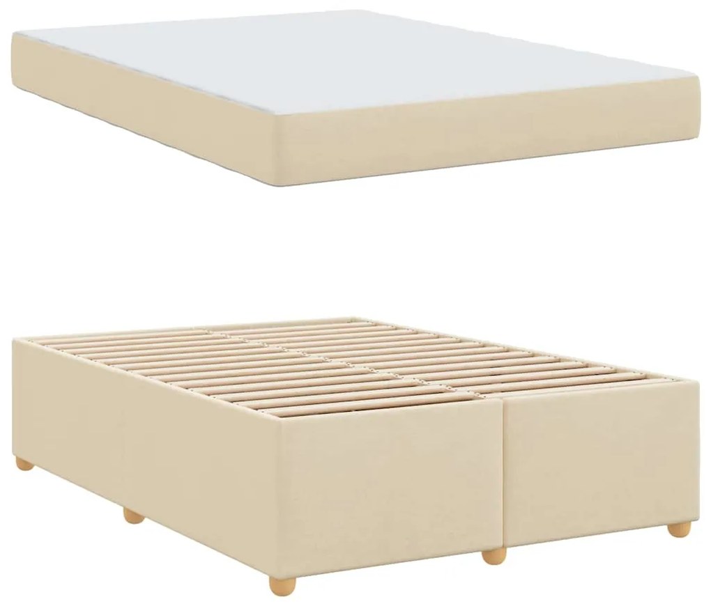 vidaXL Σκελετός Κρεβατιού με στρώμα Κρεμ 140 x 200 cm ύφασμα