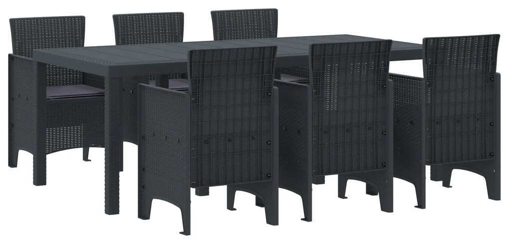 vidaXL Σετ Φαγητού Κήπου 7 pcs Ανθρακί 200 x 100 x 73 εκ.