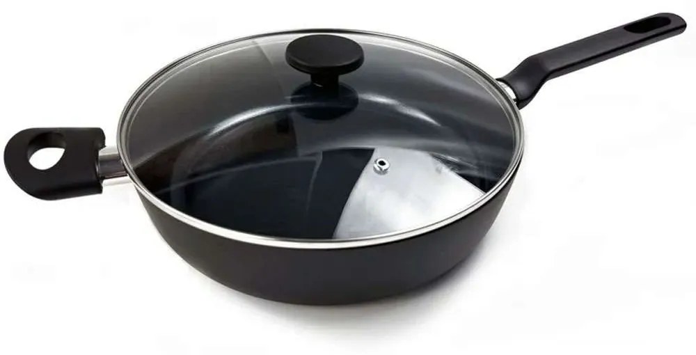 Τηγάνι Βαθύ Αντικολλητικό Με Καπάκι Venice 2536694 28cm Black Cook-Shop 28cm Steel,Aluminum