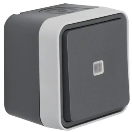 Διακόπτης A/R Φωτεινός Επίτοιχος Γκρι IP55 Cubyko WNC002 Hager-WNC002-Ανθρακί WNC002