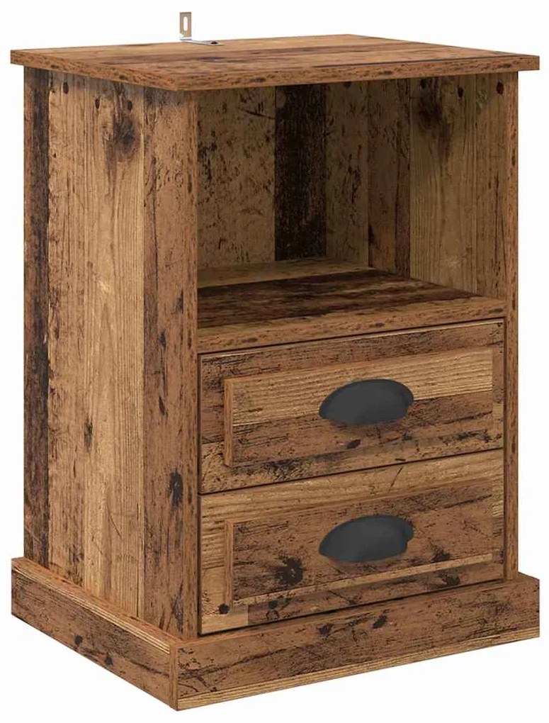 vidaXL Κομοδίνο 2 pcs Παλαιό ξύλο 43 x 36 x 60 εκ Επεξεργασμένο ξύλο