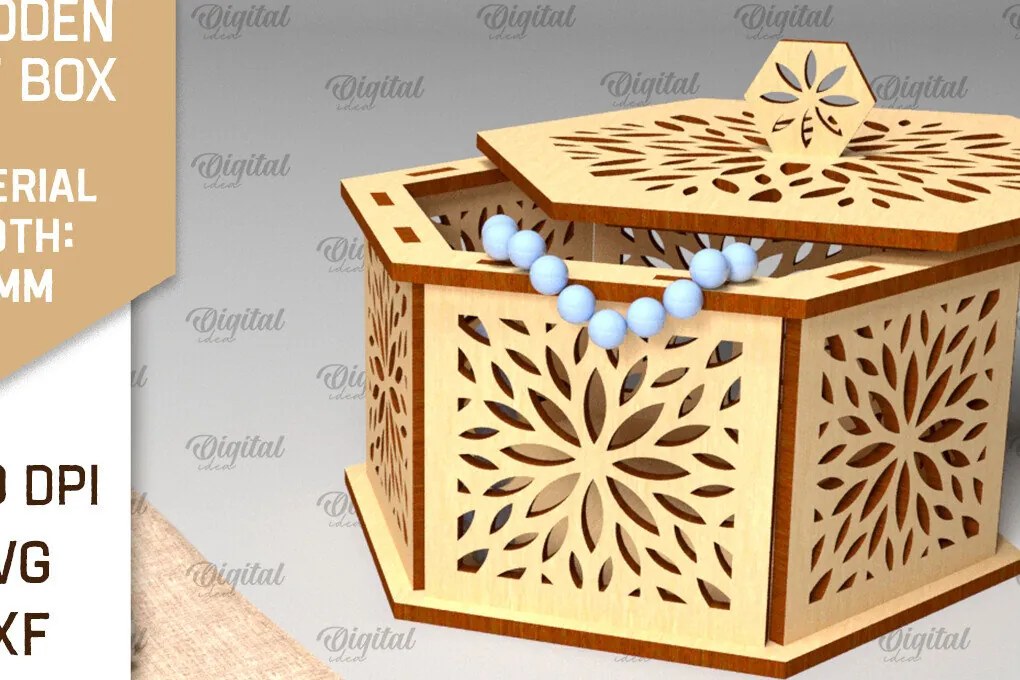 Σετ των 2 Intra απο ξύλο plywood 3mm-4mm πάχος - Διακοσμητικό Ξύλινο Κουτί Δώρου Κοπή Laser Δίασταση 15x15 cm INTRAFABR-97008183