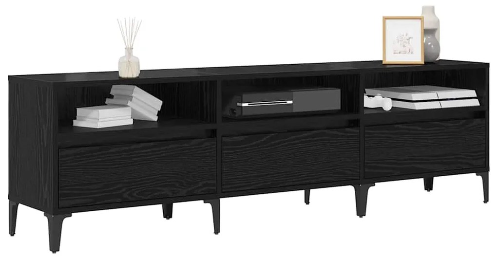 vidaXL Ντουλάπι TV Μαύρη δρυς 150 x 30 x 44.5 εκ. Επεξεργασμένο ξύλο