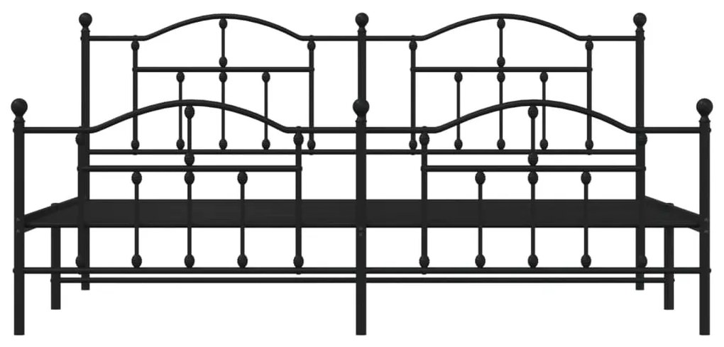 Πλαίσιο Κρεβατιού με Κεφαλάρι&amp;Ποδαρικό Μαύρο 200x200εκ. Μέταλλο - Μαύρο