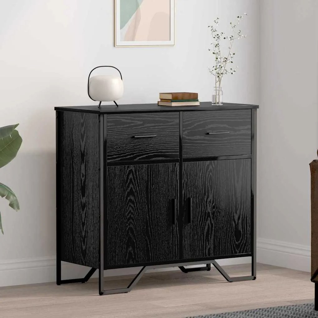 vidaXL Πλαϊνό γραφείο με συρτάρι Μαύρη δρυς 79.5 x 35.5 x 74.5 εκ
