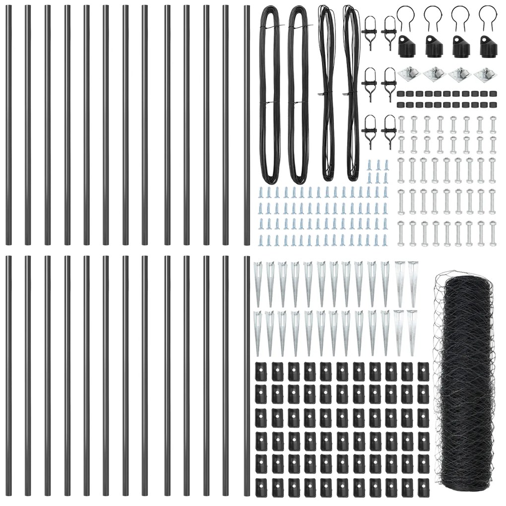 vidaXL Hexagon Fence Γκρι 0.4x50 μ Ατσάλι