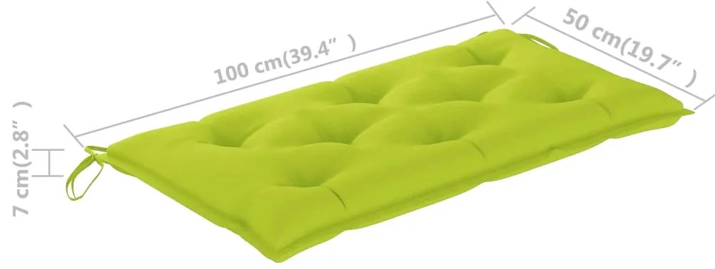 vidaXL Μαξιλάρι Κούνιας Κήπου Φωτεινό Πράσινο 100 εκ. Υφασμάτινο