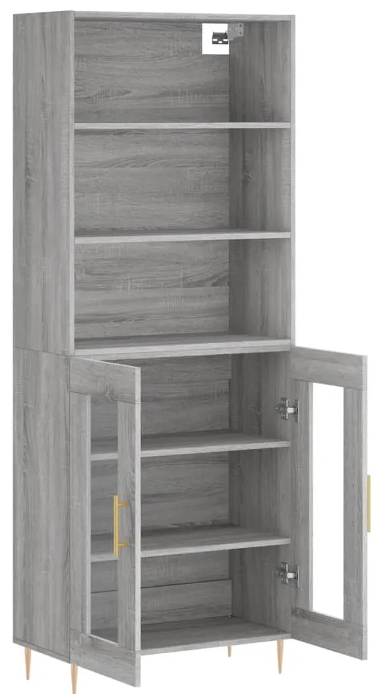 vidaXL Ντουλάπι Γκρι Sonoma 69,5 x 34 x 180 εκ. Επεξεργασμένο Ξύλο