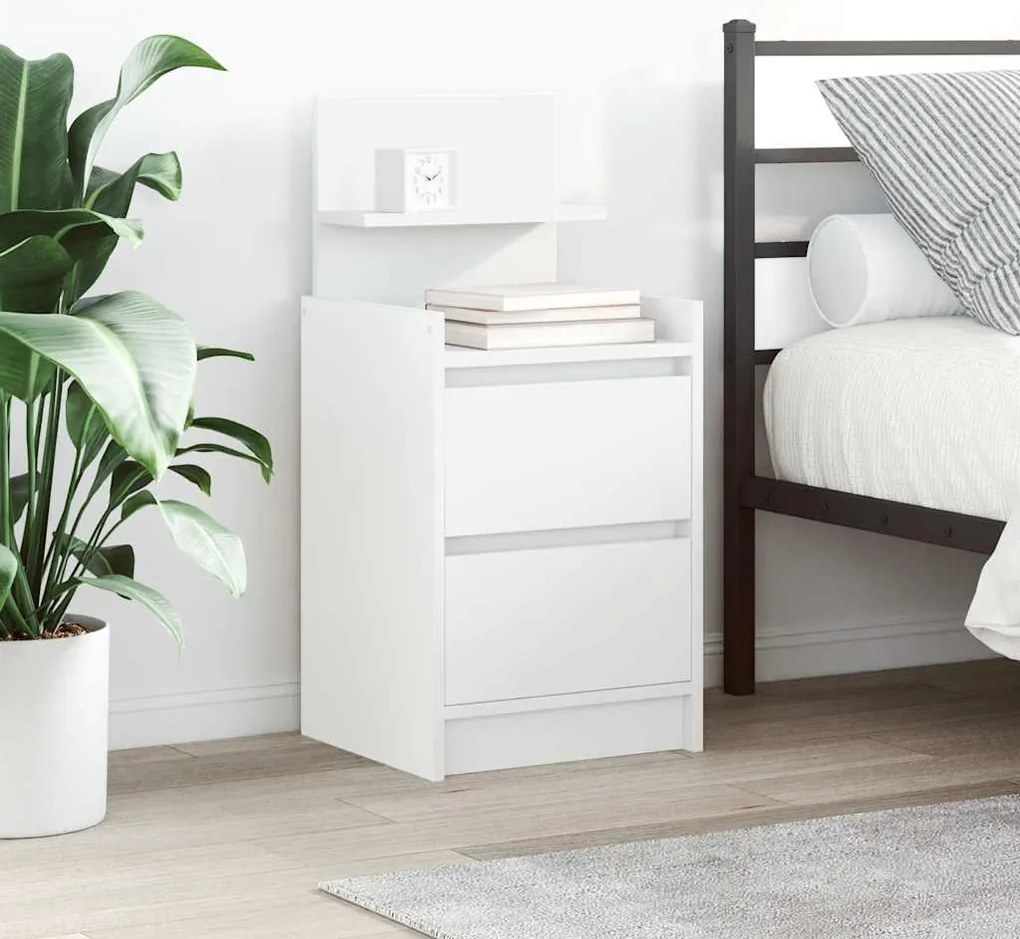 vidaXL Κομοδίνα με 2 συρτάρια 2 τεμάχια Λευκό 38x34x80 εκ.