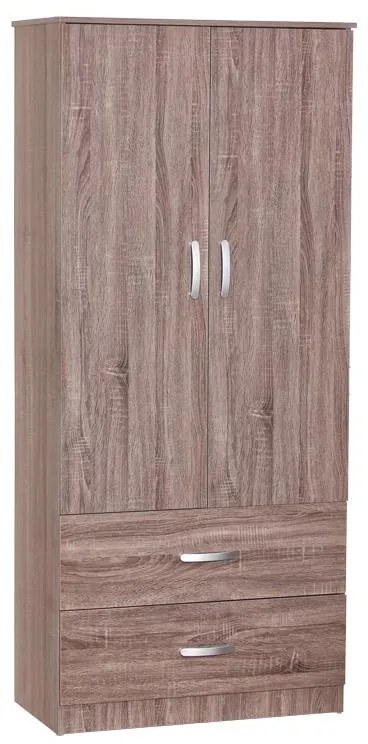 Zelia two-leaf wardrobe with 2 drawers walnut color 79x42x180cm 79x42x180 εκ.