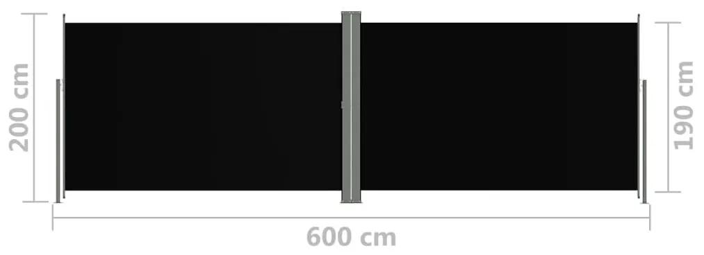 Σκίαστρο Πλαϊνό Συρόμενο Μαύρο 200 x 600 εκ. - Μαύρο