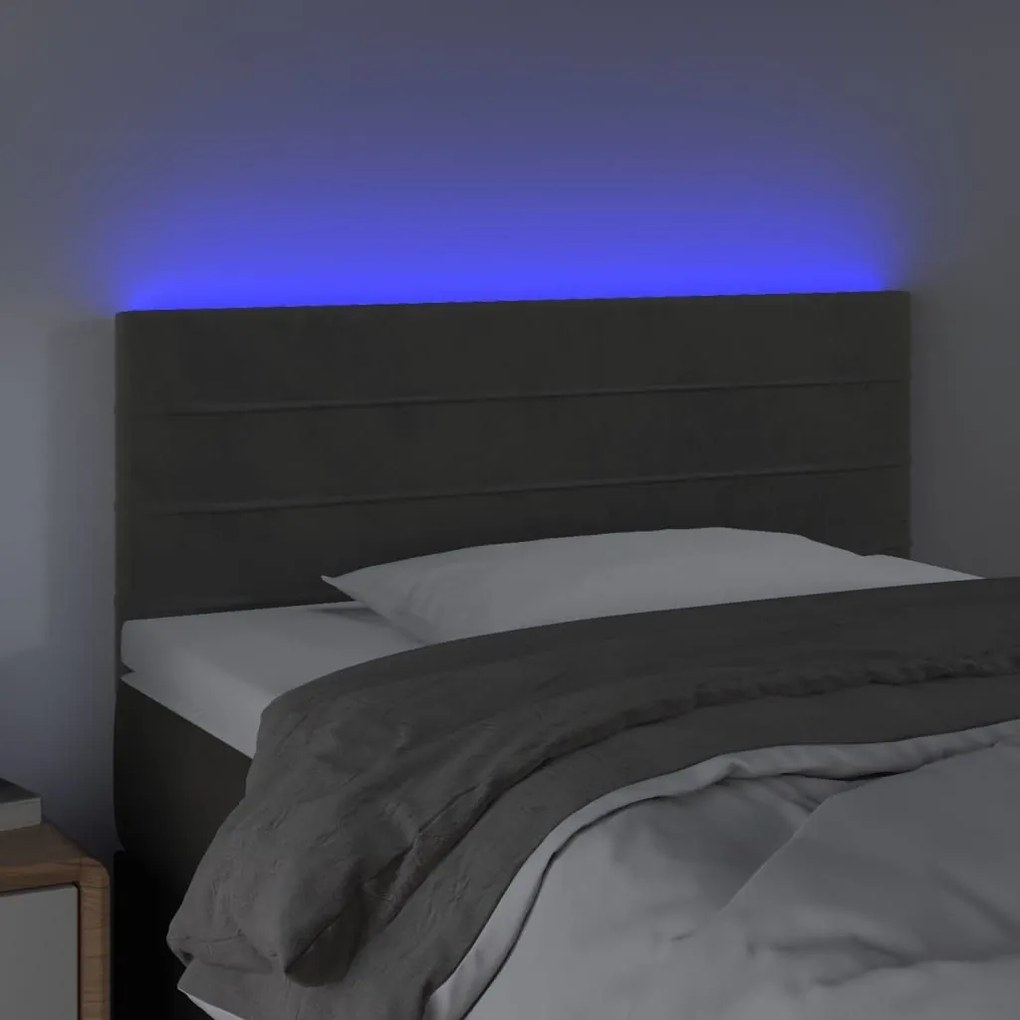 Κεφαλάρι Κρεβατιού LED Σκούρο Γκρι 90x5x78/88 εκ. Βελούδινο - Γκρι