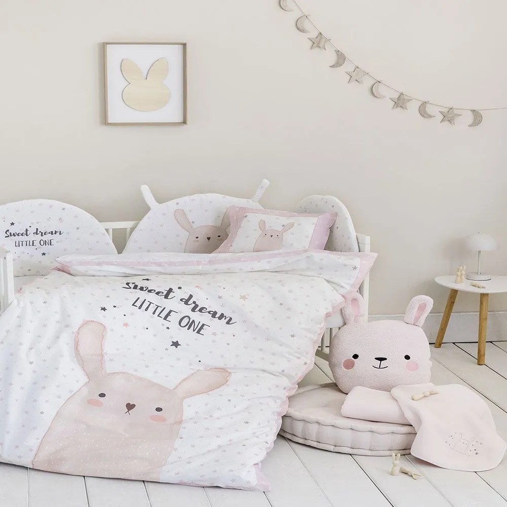Πάντα Κούνιας Lovely Bunny White-Pink Nima 40x200cm 100% Cotton