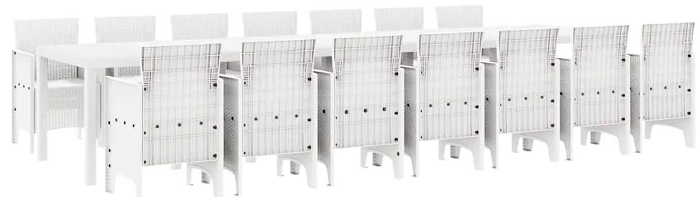 vidaXL Σέτ φαγητού για κήπο 15 pcs Λευκό Rattan Polt