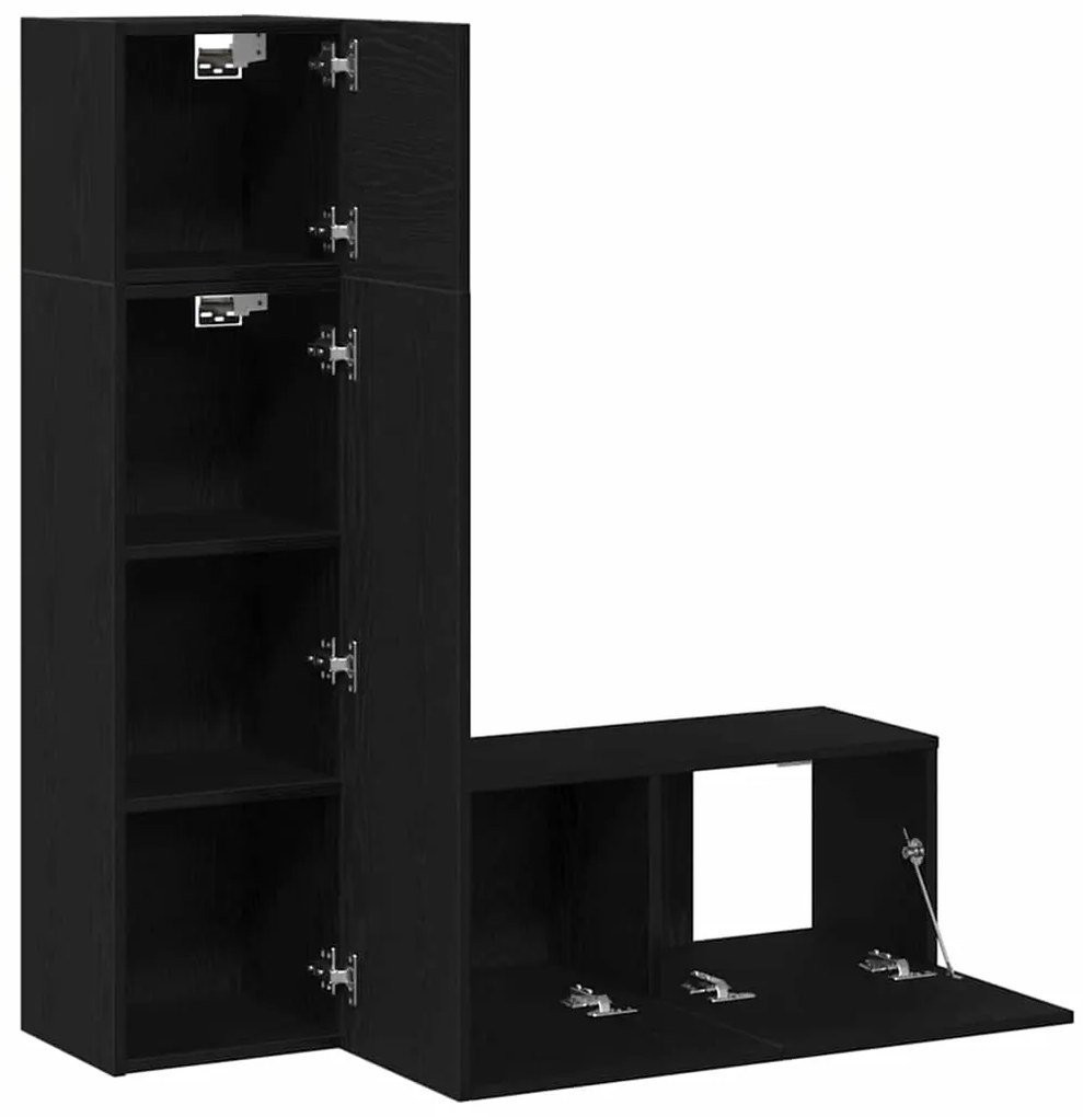 vidaXL Σετ επίπλου τηλεόρασης 3 pcs Μαύρη δρυς 130.5 x 30 x 140 εκ