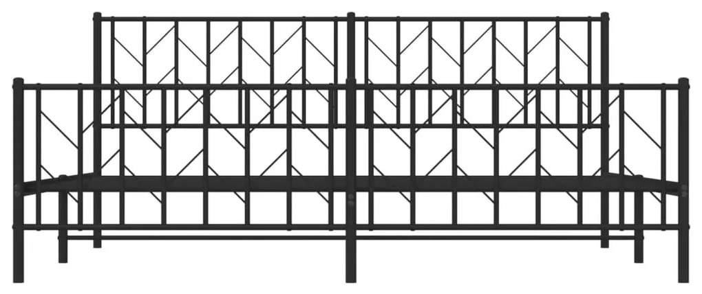Πλαίσιο Κρεβατιού με Κεφαλάρι&amp;Ποδαρικό Μαύρο 193x20 εκ. Μέταλλο - Μαύρο