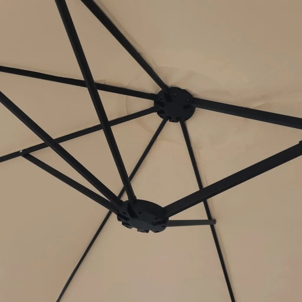 Ομπρέλα Κήπου με Διπλή Κορυφή και LED Taupe 449 x 245 εκ. - Μπεζ-Γκρι