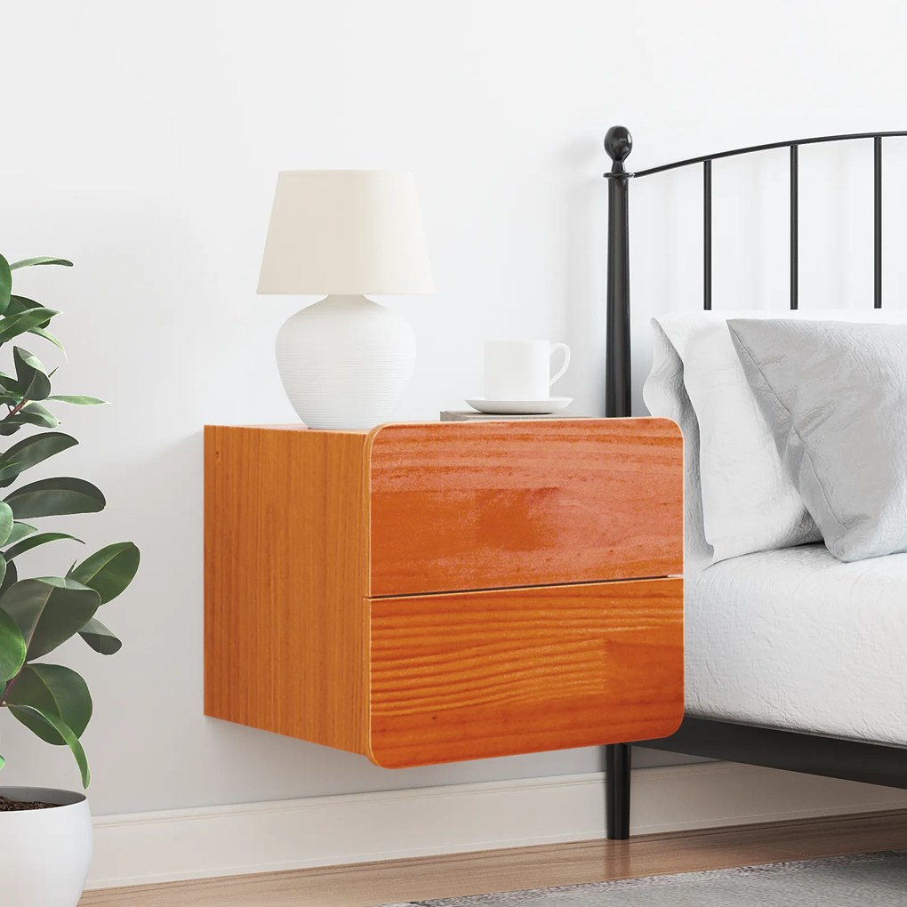 vidaXL Κομοδίνο Καφέ κεριού 39 x 34 x 33 εκ. Μασίφ ξύλο πεύκου