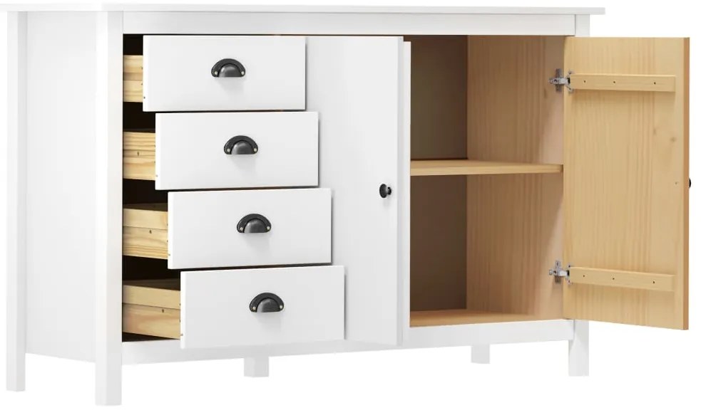vidaXL Μπουφές Hill Λευκός 130x40x80 εκ. από Μασίφ Ξύλο Πεύκου