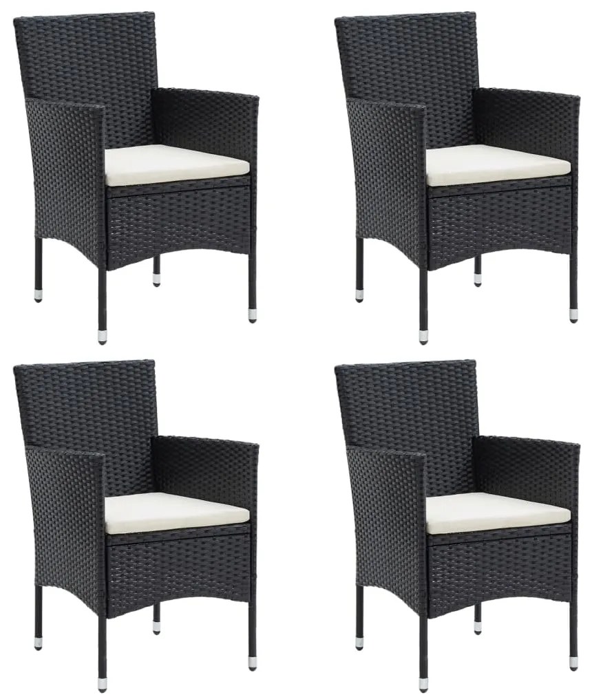 vidaXL Σετ Τραπεζαρίας Κήπου 5 Τεμαχίων Μαύρο με Μαξιλάρια