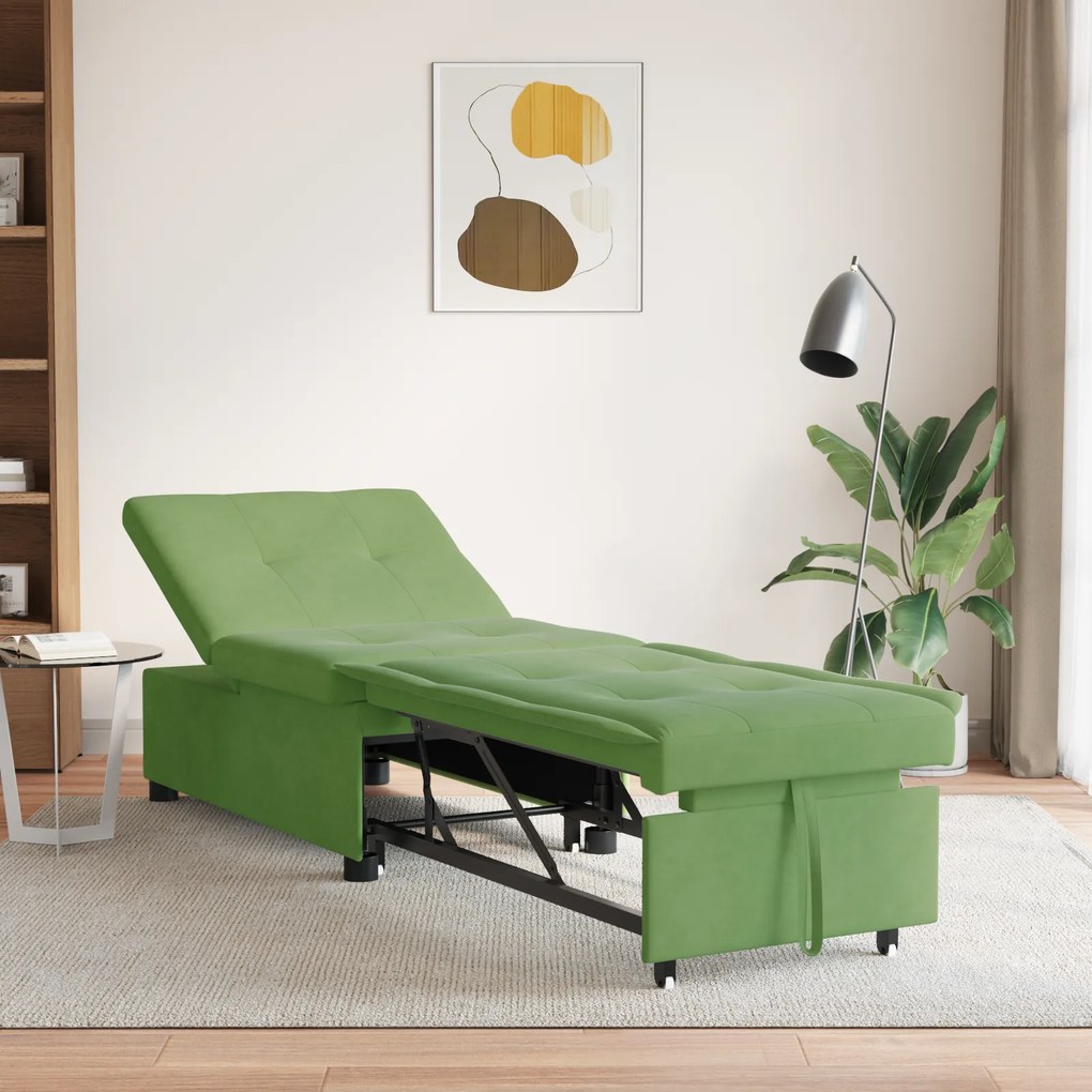 vidaXL Καναπές-Κρεβάτι Ανοιχτό πράσινο 67 x 194 x 38 εκ Βελούδο