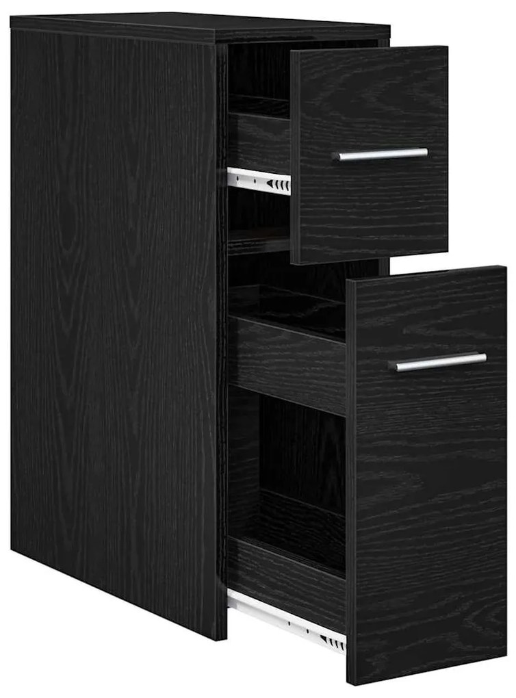 vidaXL Λεπτός ντουλάπι μπάνιου Μαύρη δρυς 22 x 44 x 61.5 εκ