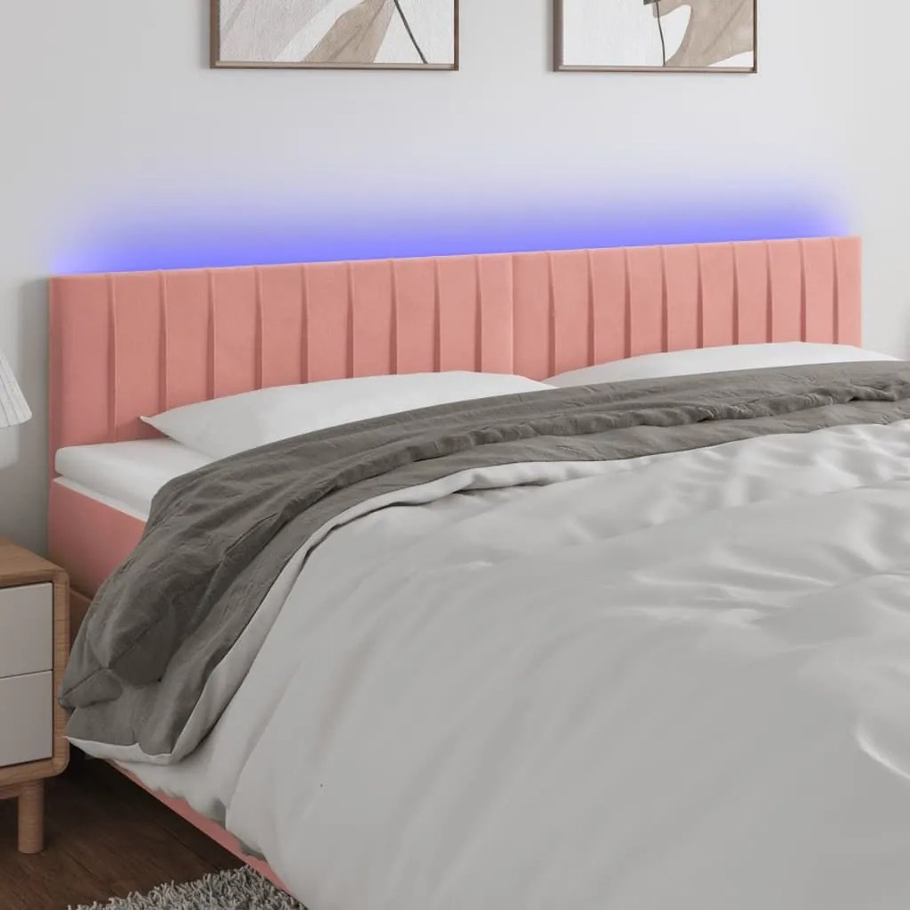 Κεφαλάρι Κρεβατιού LED Ροζ 160x5x78/88 εκ. Βελούδινο 3121909