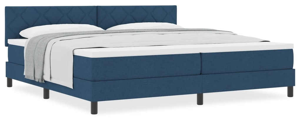 vidaXL Κρεβάτι Box Spring Με Στρώμα Μπλε 200x200 εκ. Ύφασμα
