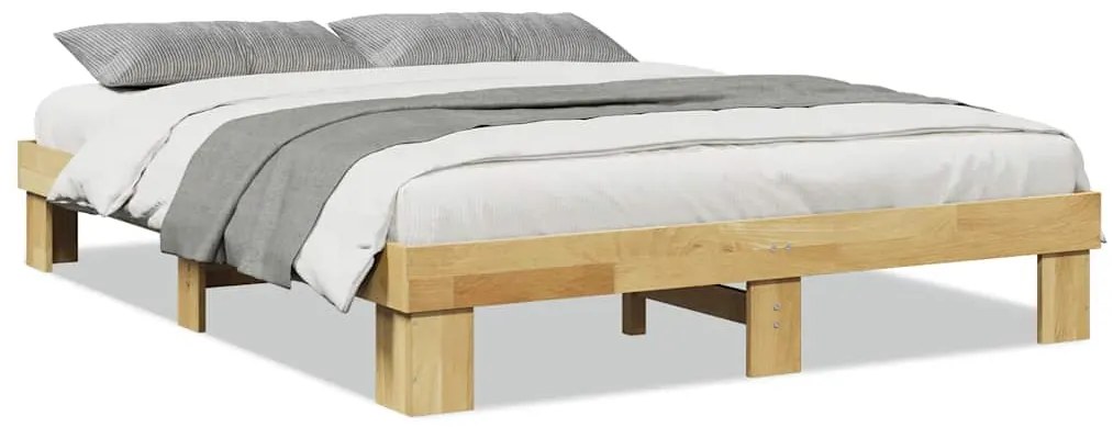 Πλαίσιο κρεβατιού vidaXL χωρίς στρώμα 140x190 cm μασίφ ξύλο δρυς