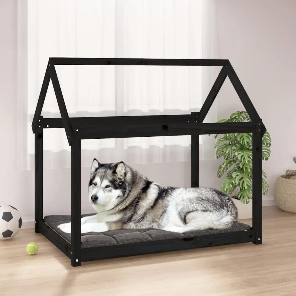 Κρεβάτι Σκύλου Μαύρο 111x80x100 εκ. από Μασίφ Ξύλο Πεύκου - Μαύρο