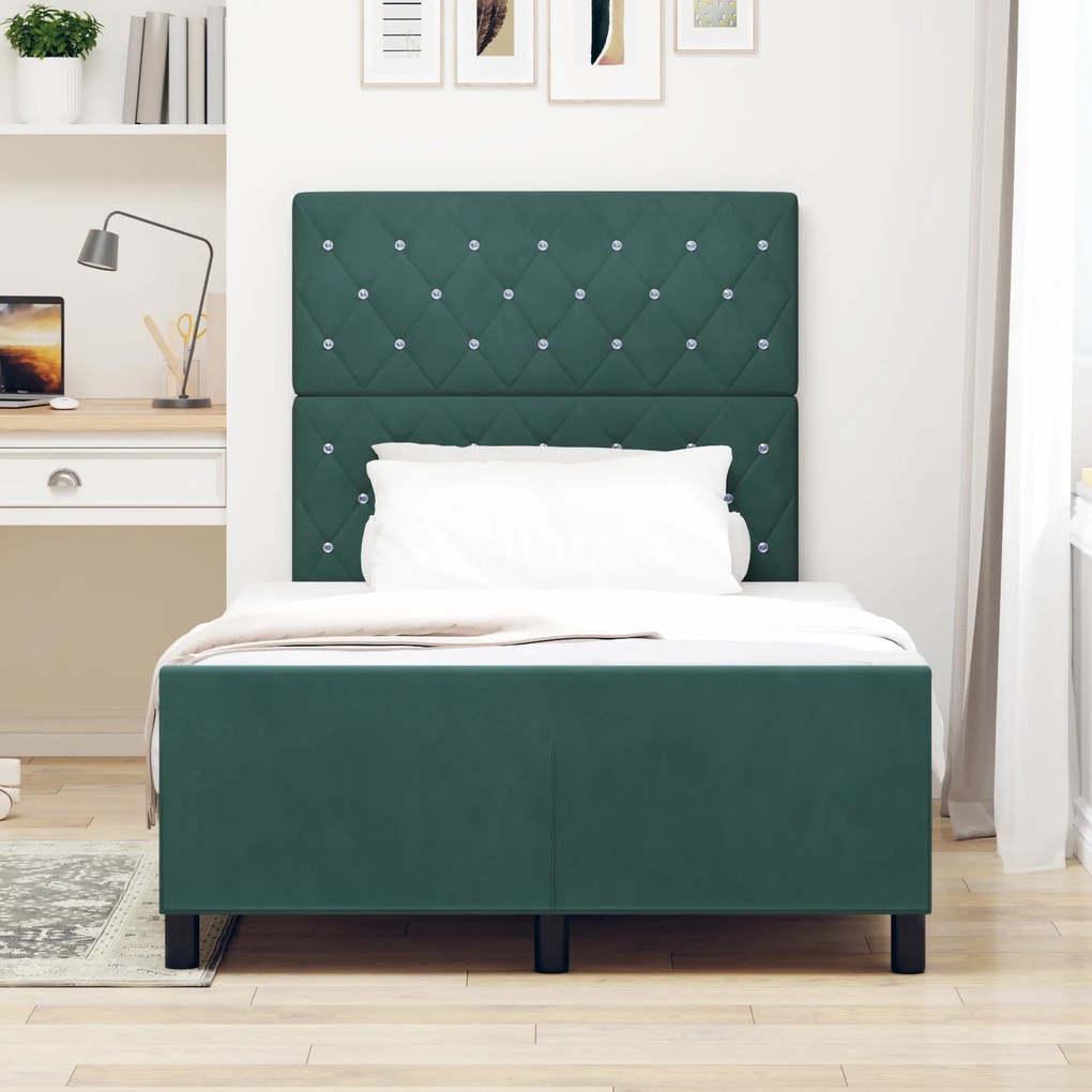 vidaXL Σκελετός Κρεβατιού Σκούρο πράσινο 120 x 190 cm Βελούδο