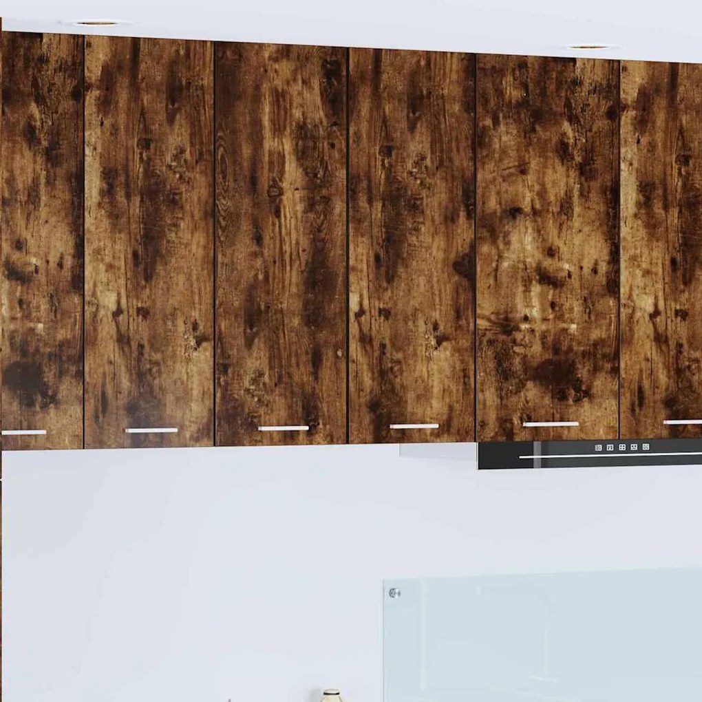 vidaXL Κρεμαστό ντουλάπι με πόρτα Riga 2 pcs Καπνιστός Δρυς και Λευκό