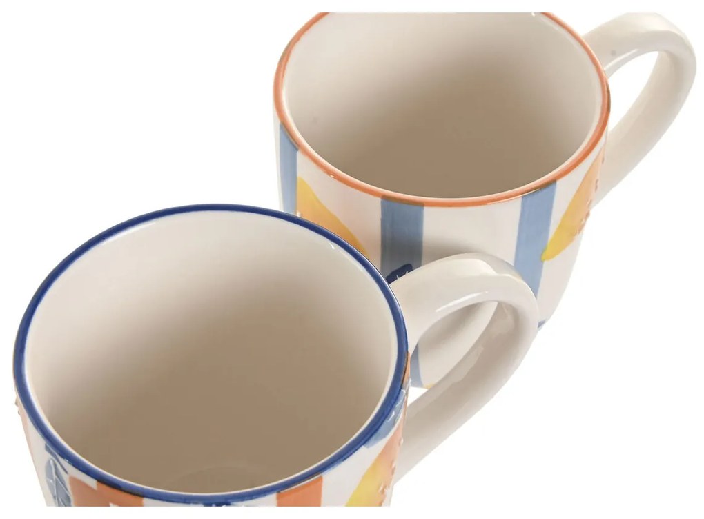 Κούπα Φλιτζάνι Home ESPRIT Κίτρινο Μπλε Λευκό Πορτοκαλί Λεμονί Μεσογείακός Με ανακούφιση 360 ml (4 Μονάδες)