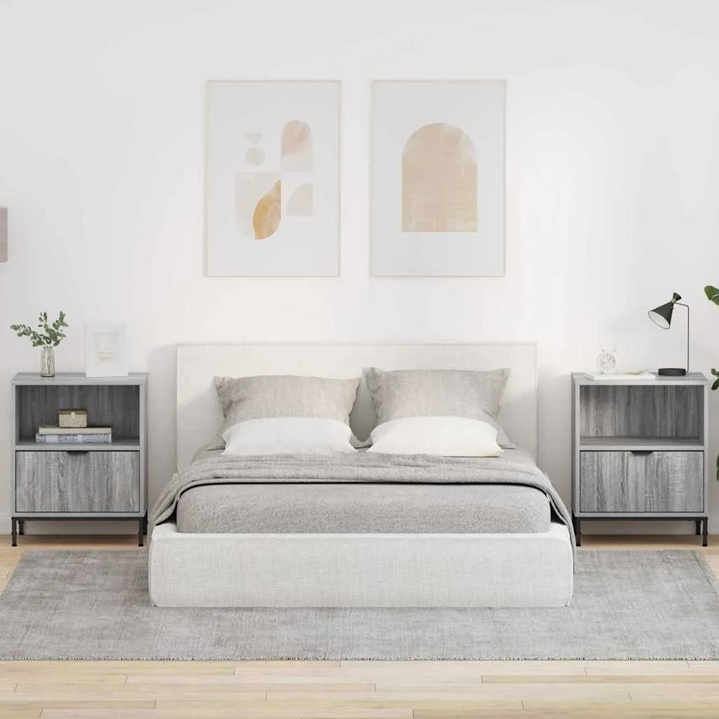 vidaXL Κομοδίνα 2 pcs Γκρι sonoma 49 x 36 x 61 εκ Επεξεργασμένο ξύλο