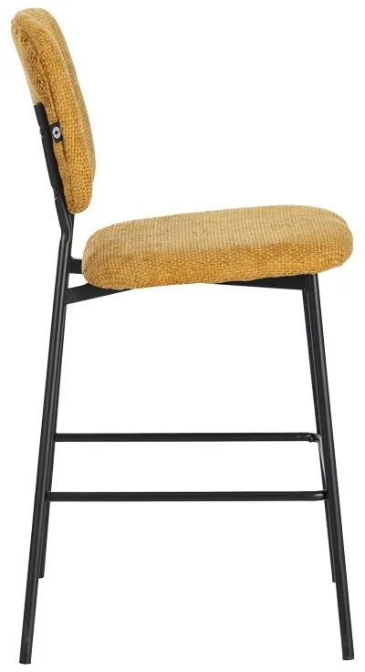 Σκαμπό μπαρ Cathair ύφασμα μπουκλέ μουσταρδί και μαύρα μεταλλικά πόδια 48x54x100 εκ. 2αδα 48x54x100 εκ.