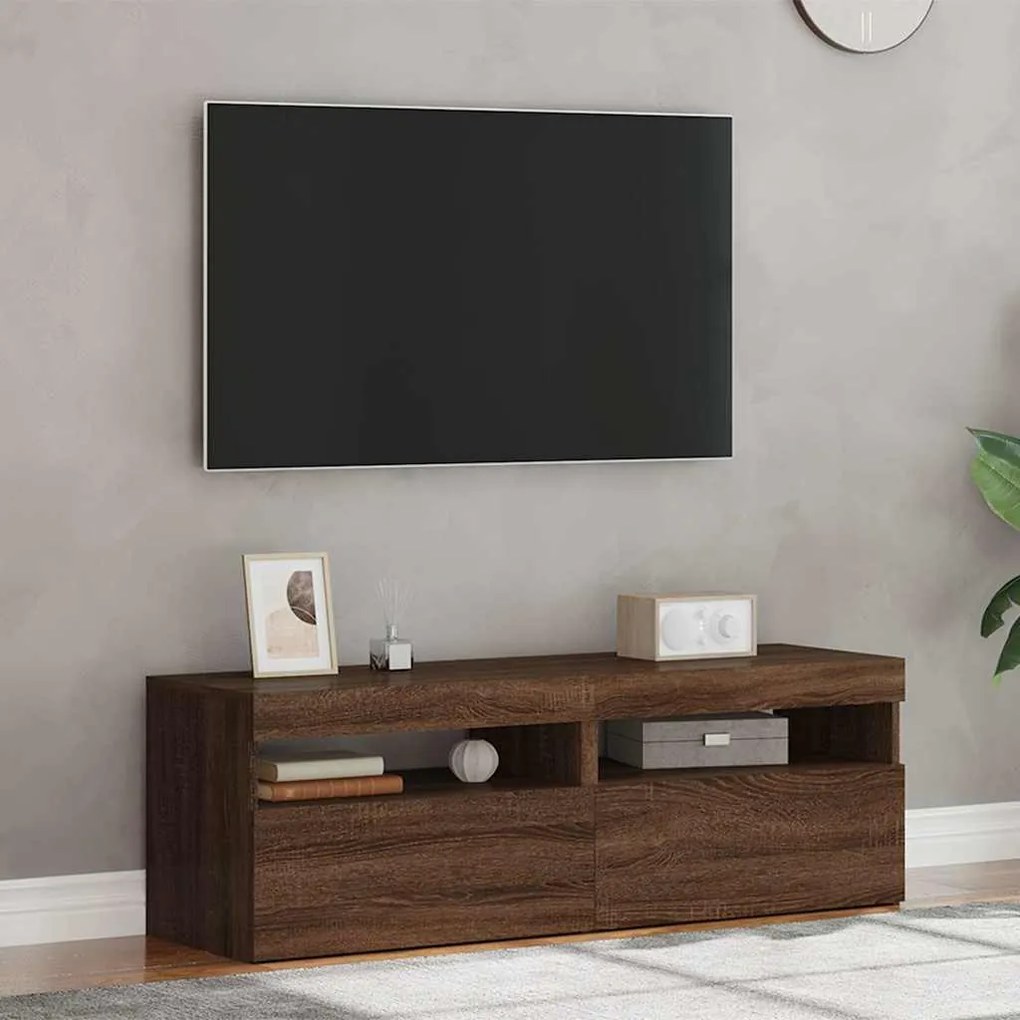 vidaXL Έπιπλα Τηλεόρασης με LED 2 τεμ. Καφέ δρυς 60 x 35 x 40 εκ.