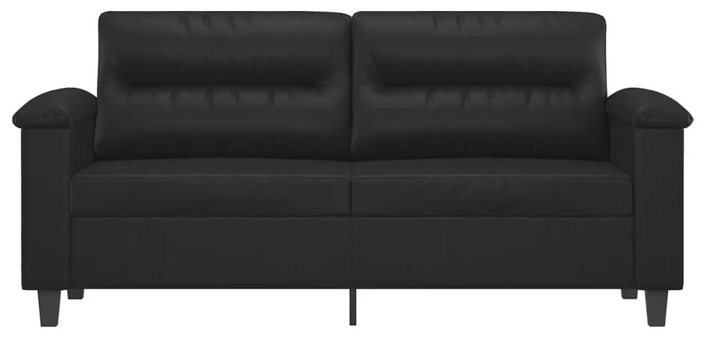 Καναπές Διθέσιος Μαύρος 140 εκ. από Συνθετικό Δέρμα - Μαύρο