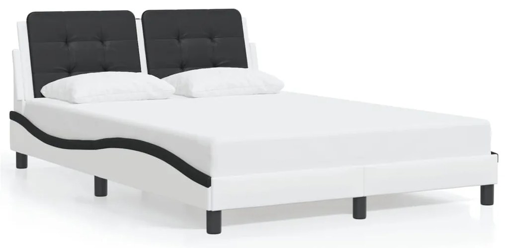 vidaXL Πλαίσιο Κρεβατιού με LED Χωρίς Στρώμα Zadar Λευκό/Μαύρο 120x200εκ.