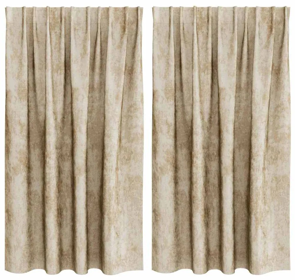 vidaXL Κουρτίνα με κουρτίνες 2 pcs Κρεμ 140 x 140 cm Βελούδο