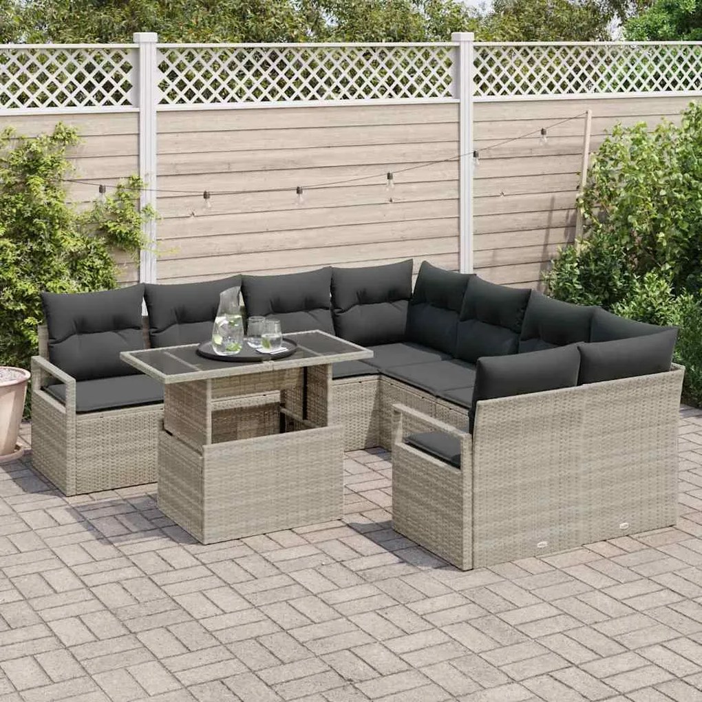 vidaXL Σετ Καναπέ Κήπου 9 pcs Ανοιχτό γκρι 100 x 55 x 73 εκ