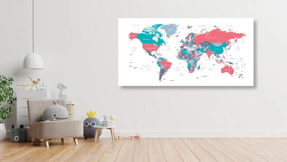 Εικόνα στον παγκόσμιο χάρτη φελλού με παστέλ πινελιά - 120x60
