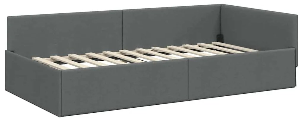 vidaXL Κρεβάτι Γωνίας με κεφαλάρι Σκούρο Γκρι 90 εκ x 200 εκ Βελούδο