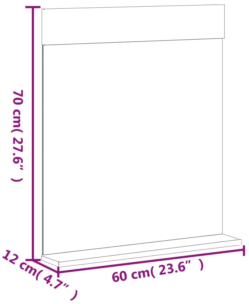 vidaXL Καθρέφτης Μπάνιου με Ράφι BERG Μαύρο 60x12x70 εκ. Μασίφ Ξύλο