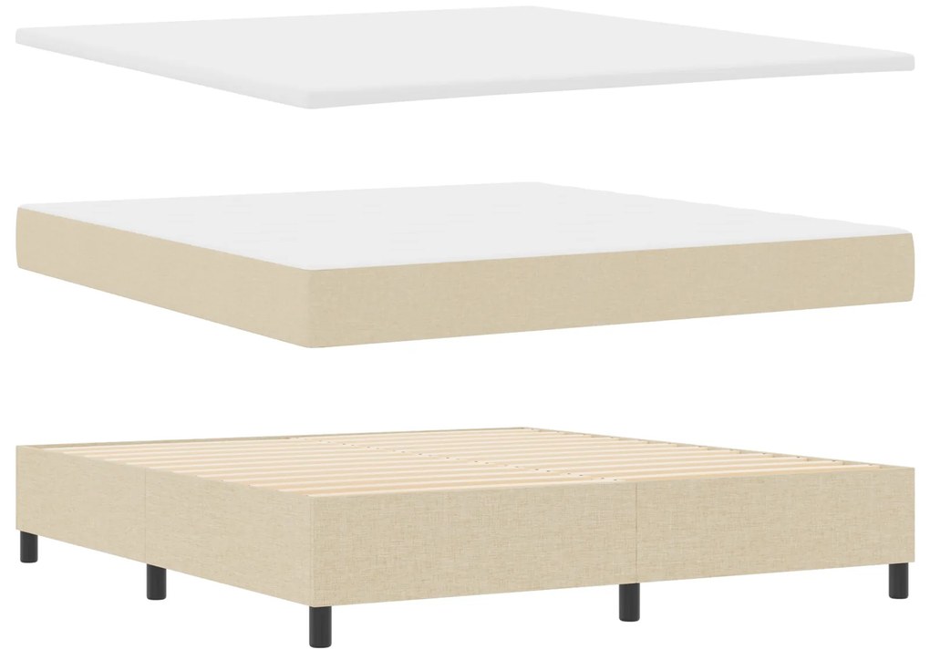 vidaXL Κρεβάτι με Στρώμα & Μπράτσο Κρεμ 180x200 εκ. Ύφασμα