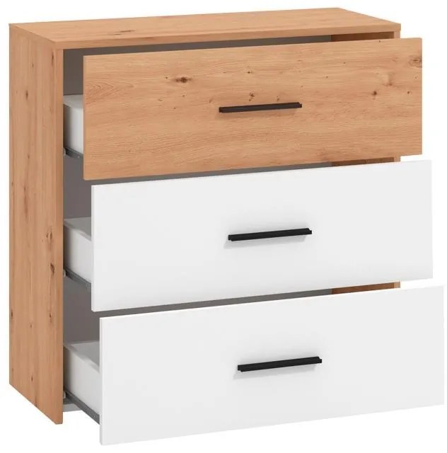 Συρταριέρα Varadero 3F Artisan Oak - Λευκό 80,5x33x80,5 εκ. 80.5x33x80.5 εκ.