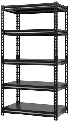 HOME USE μεταλλική ραφιέρα HUH-0198 με 5 ράφια, 90x40x183cm, μαύρη