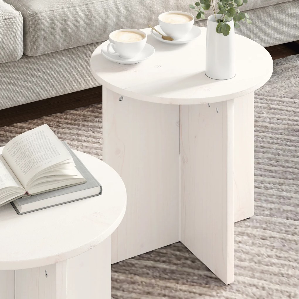 vidaXL Σετ Τραπεζιού Για Καφέ 2 pcs Λευκό 41.5 x 41.5 x 41 εκ.